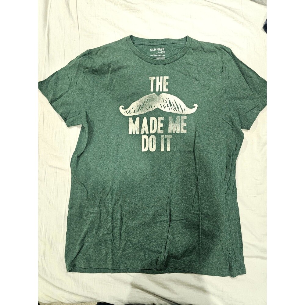 Old Navy Graphic Tee Mustache Large Green Men's T-Shirt